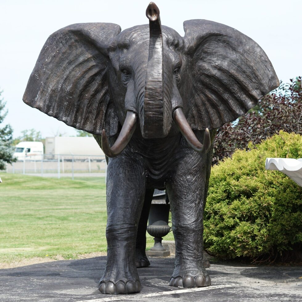 Extra Large Bronze Elephant Statue Life Size - Irongate Garden Elements